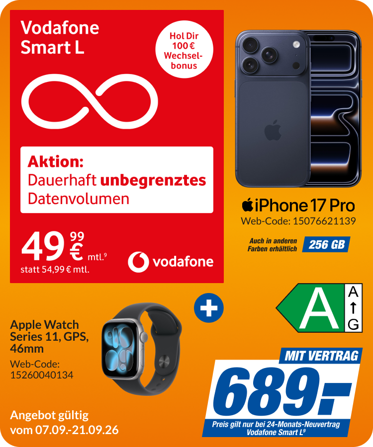 iPhone 17 Pro + Apple Watch Series 11 mit Smart L für 689€!