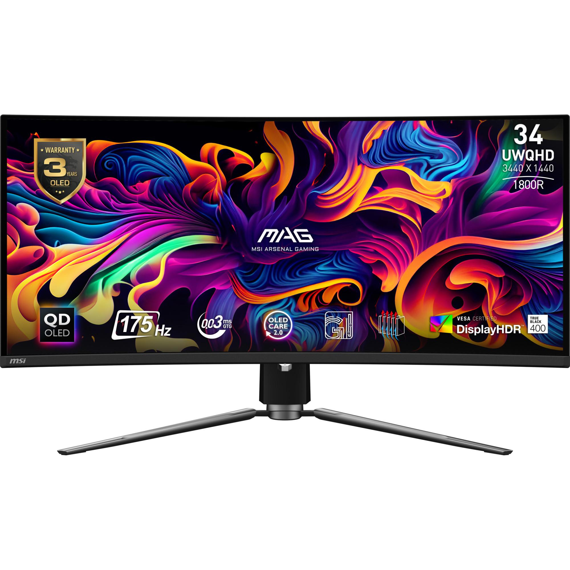 Gaming-Monitor MAG 341CQPDE, Schwarz, 34 Zoll, UWQHD, Curved, OLED, 175 Hz, 0,03 ms