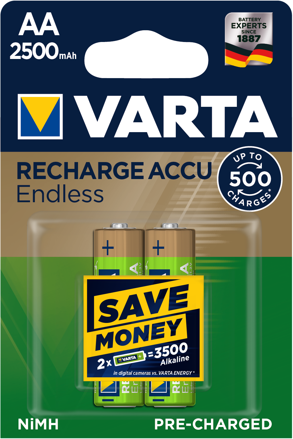 RECHARGE ACCU Endless AA 2500mAh, 2er Blister Akku