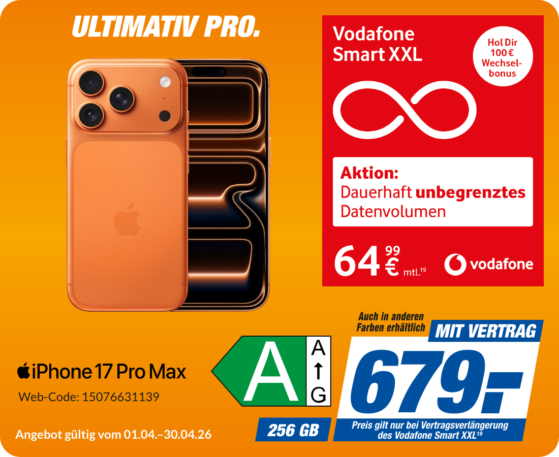 Apple iPhone 17 Pro Max mit Smart XXL für 679€!