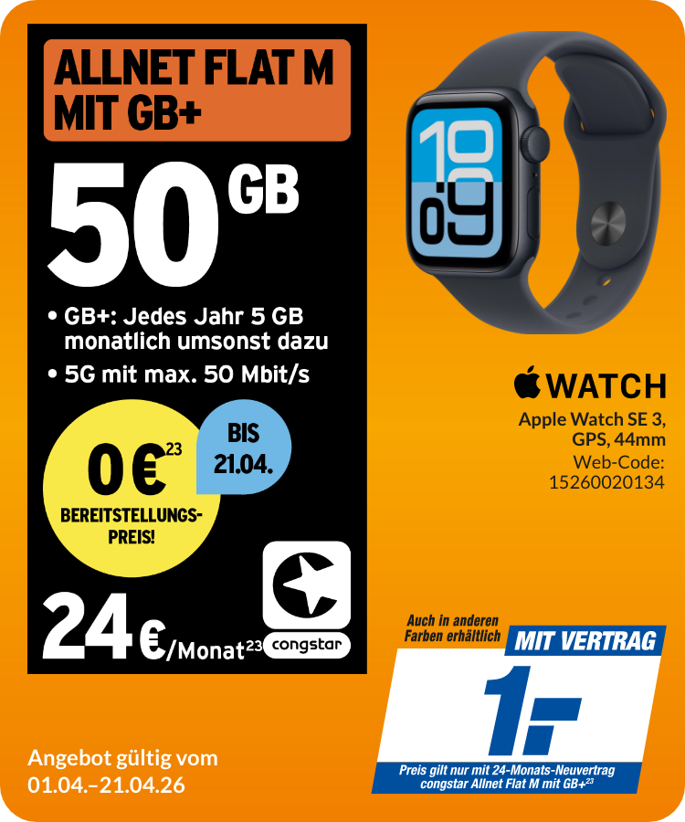 Watch SE 3 mit Allnet Flat M für 1€!