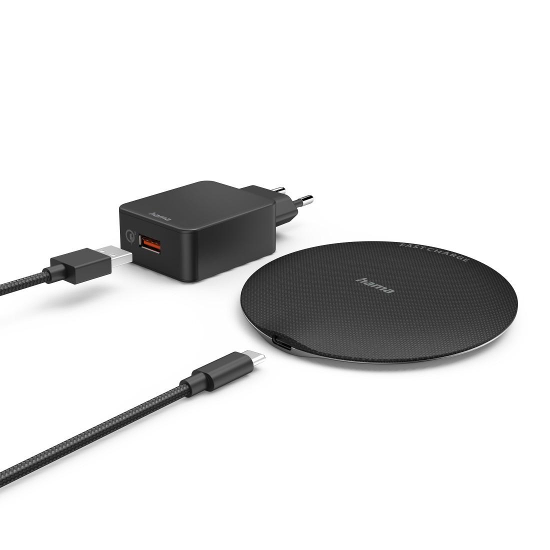 Wireless Charger Set "QI-FC15 Metal" 15W, kabelloses Smartphone-Ladepad, SW (00201687)
