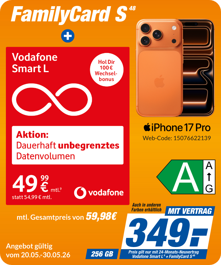 Apple iPhone 17 Pro mit Smart L für 349€!