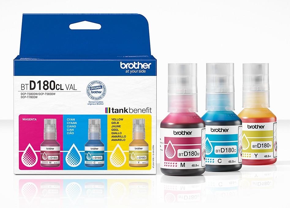 BTD180CLVAL Original Tintenflasche, Cyan, Magenta, Gelb