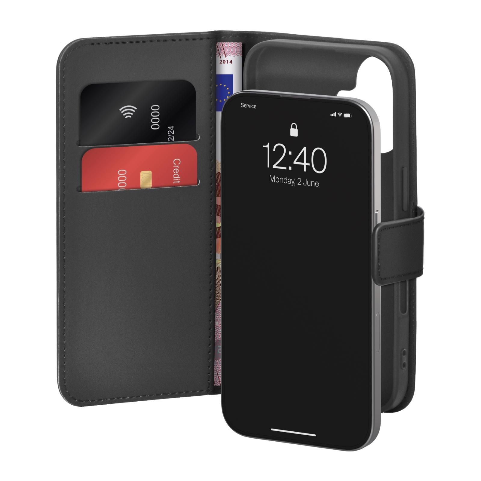 Wallet Stand Case für iPhone 17, Schwarz