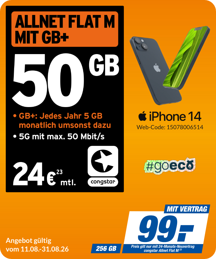 iPhone 14 mit Allnet Flat M für 99€!