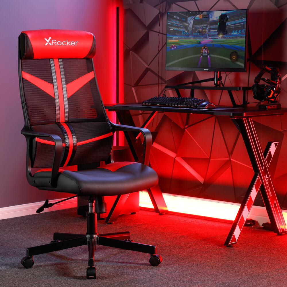 Helix Gaming Bürodrehstuhl mit Mesh Netzstoff Rückenlehne, Rot