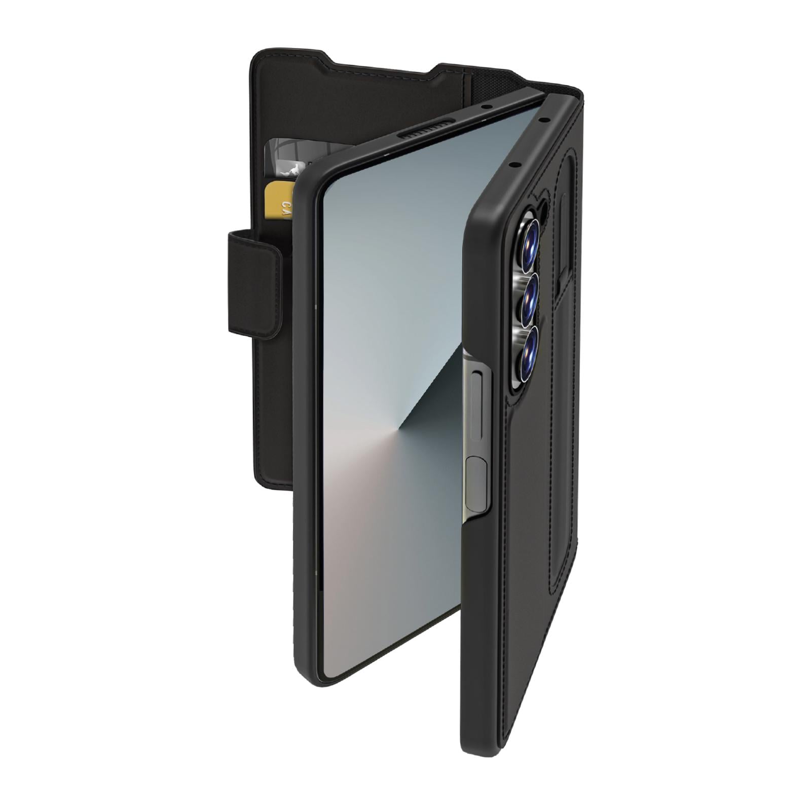 Foldcase mit Magnetverschluss und Kartenhalter für Samsung Z Fold 7, Schwarz