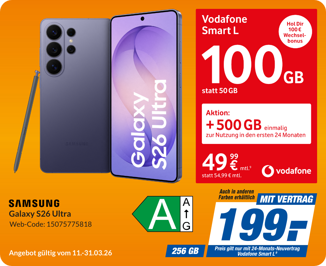 Samsung Galaxy S26 Ultra mit Smart L für 199€!