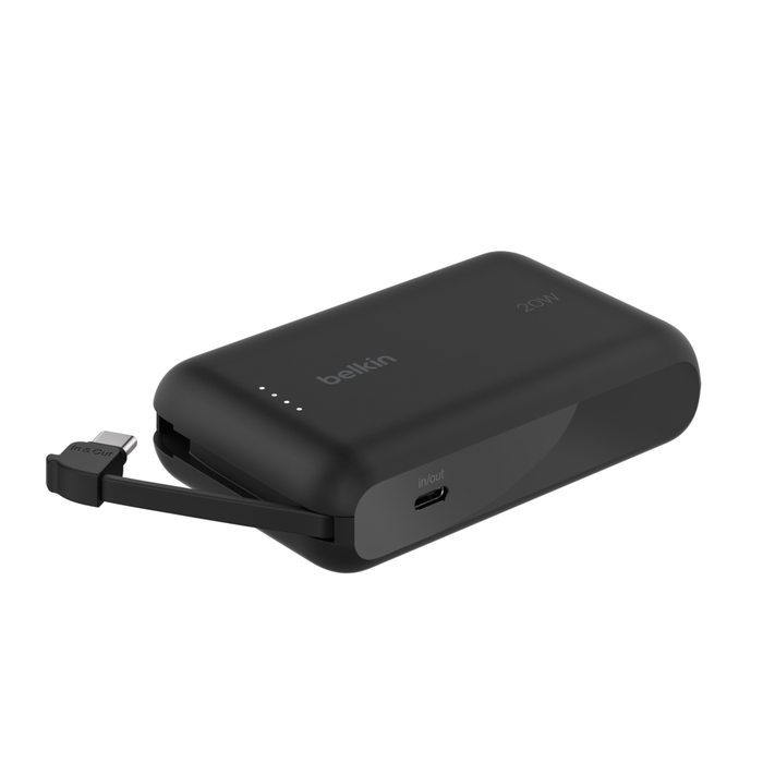 BoostCharge Powerbank 10K mit integriertem Kabel, schwarz