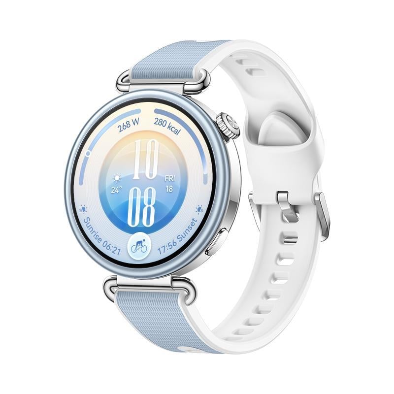 WATCH GT 7, 41mm, Edelstahlgehäuse + blau-weißes Fluorelastomer-Armband Smartwatch