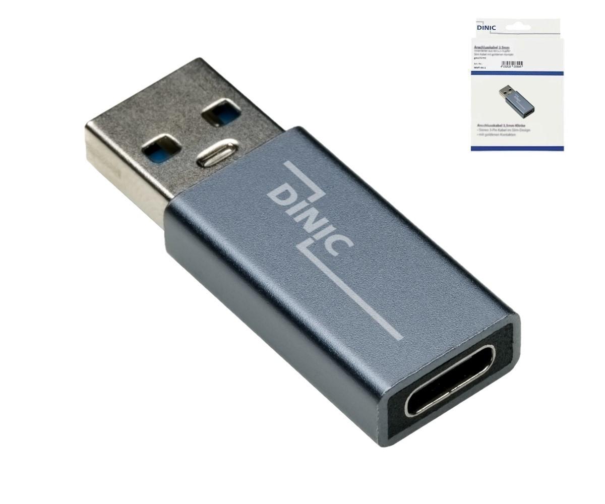 Adapter, USB A Stecker auf USB C Buchse Alu, space grau