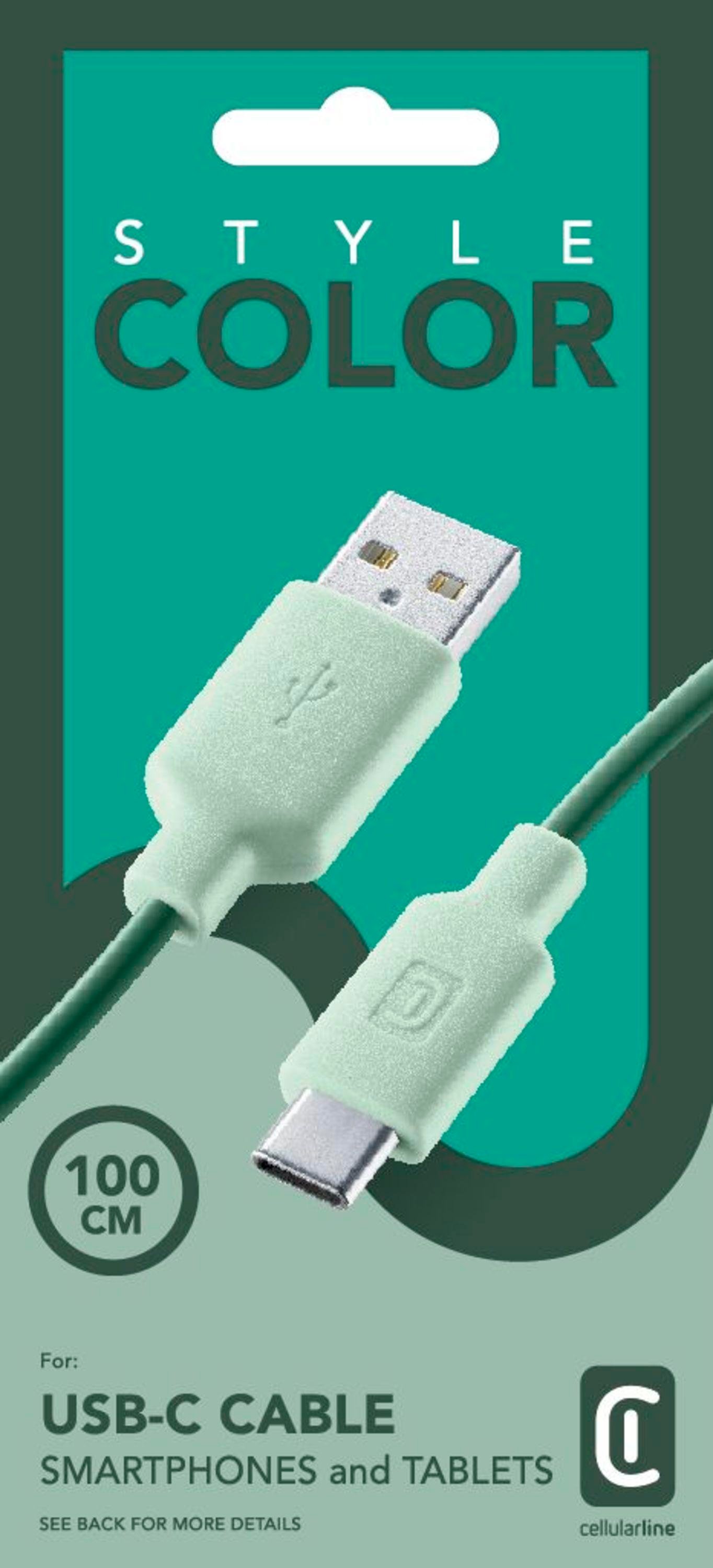 Style Color Data Cable USB Typ-A/ Typ-C 1 m Green (61102)