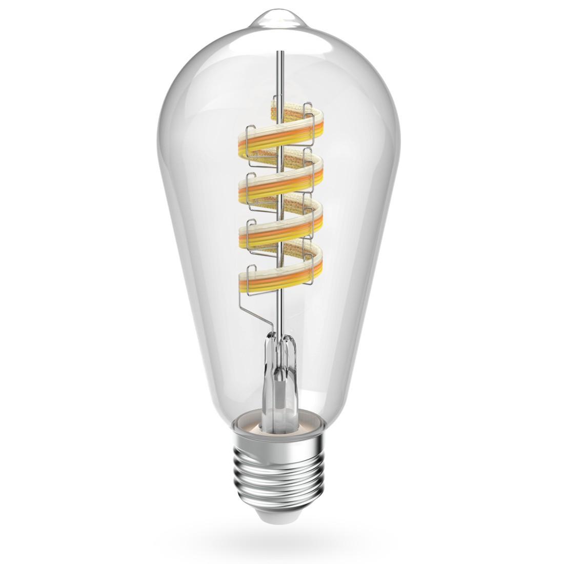 WLAN-Lampe E27, LED, Matter, Retro, Filament ST64, RGBW, dimmbar (00176693)