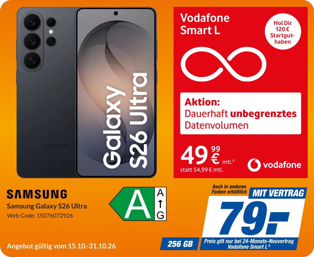 Samsung Galaxy S26 Ultra mit Smart L für 79€!
