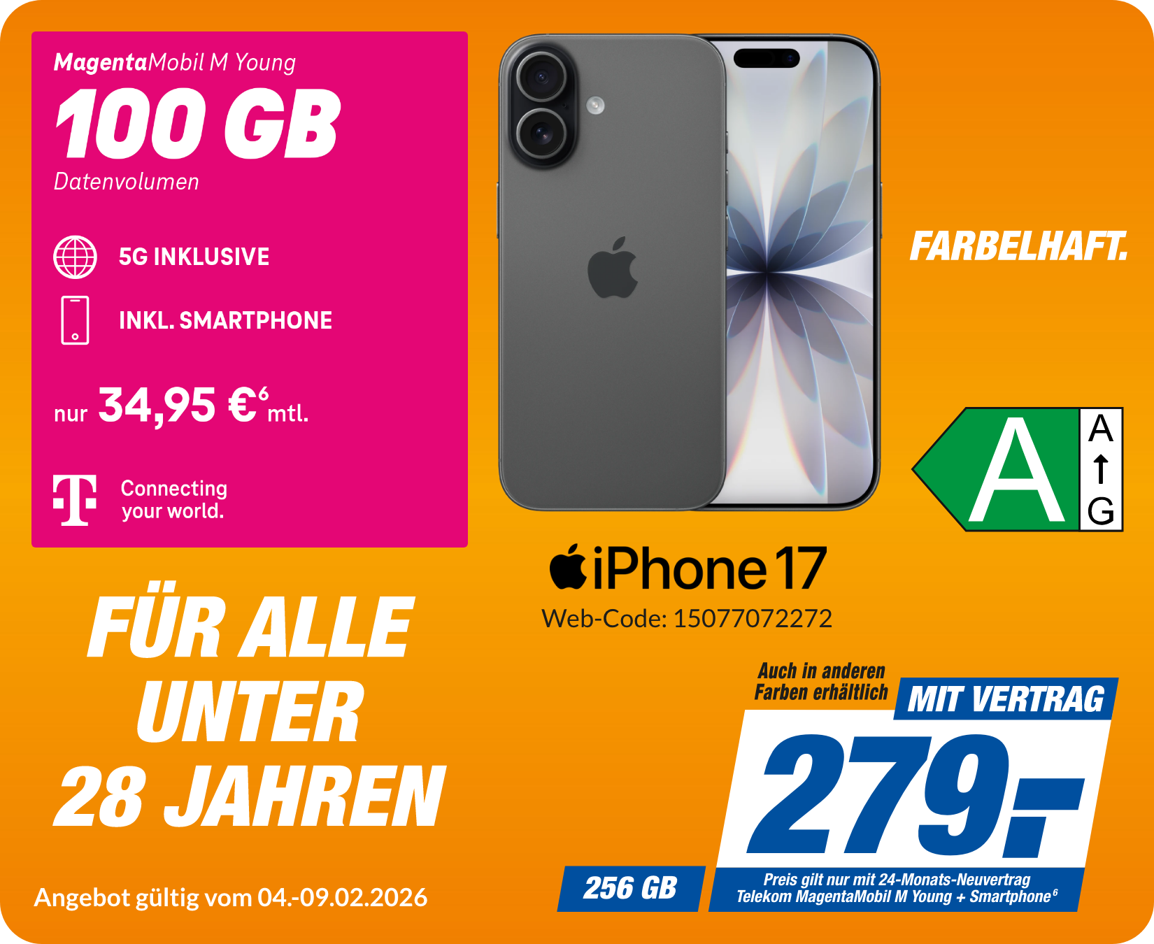 iPhone 17 mit Magenta Mobil M Young für 279€!