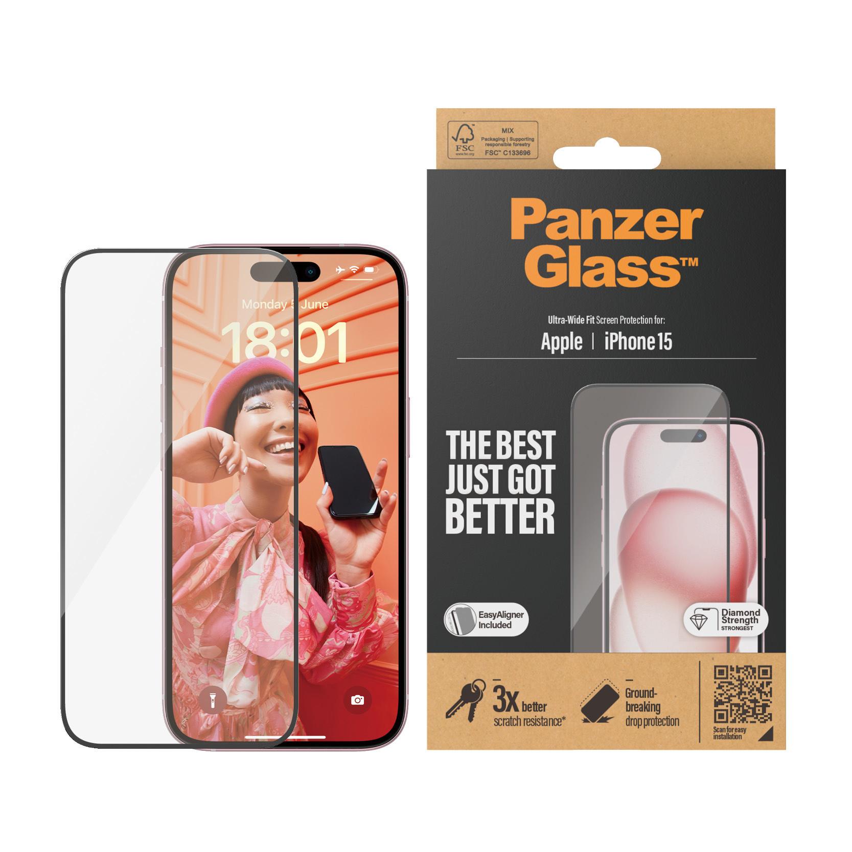 iPhone 15 Ultra-Wide Fit mit EasyAligner (2809) Schutzglas