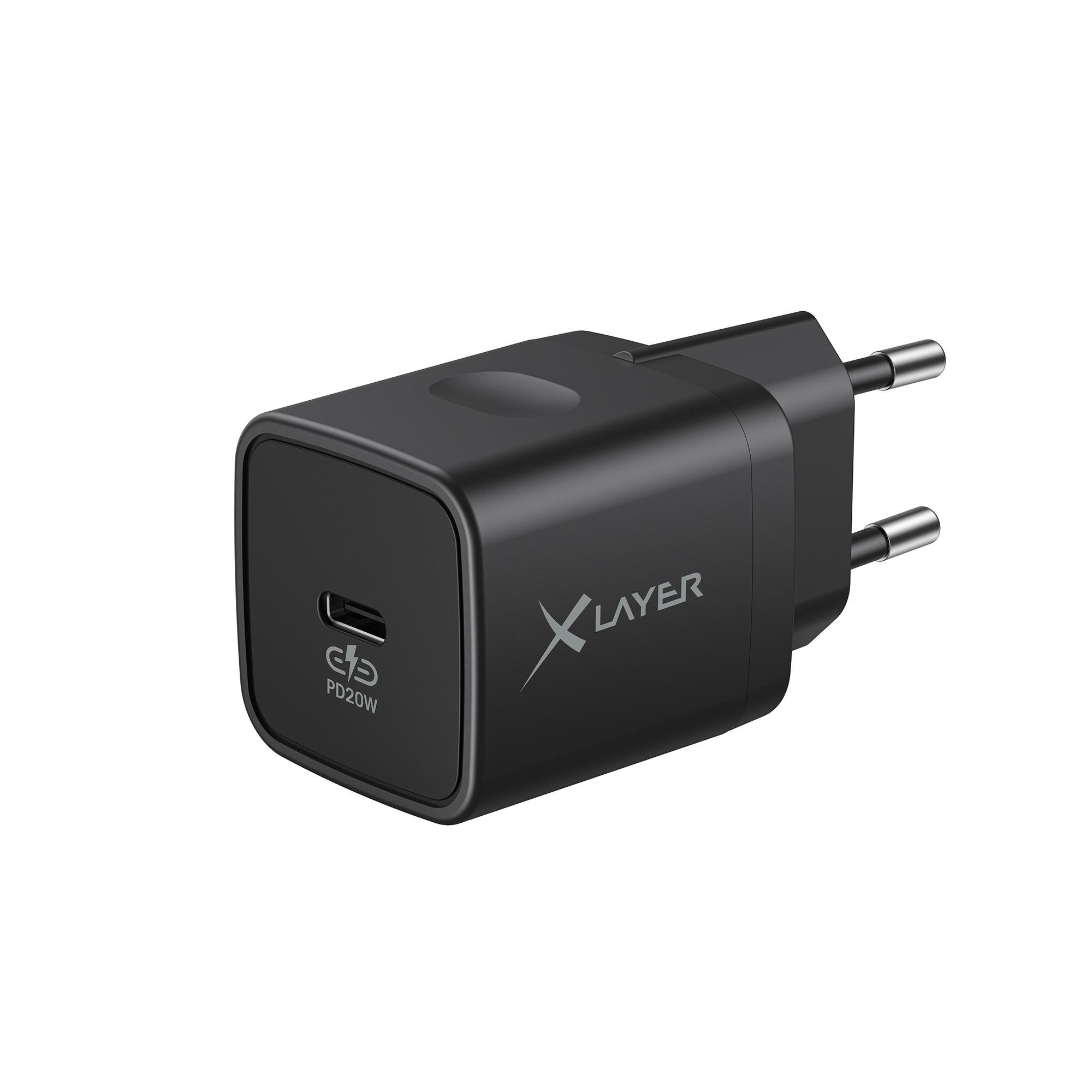 Ladegerät Single USB Typ C PD 20W Schwarz
