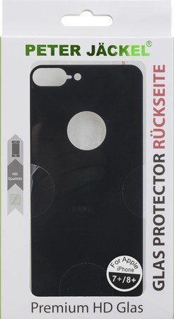 HD Schutz- Glas Rückseite DELUXE für iPhone 7 Plus / 8 Plus schwarz