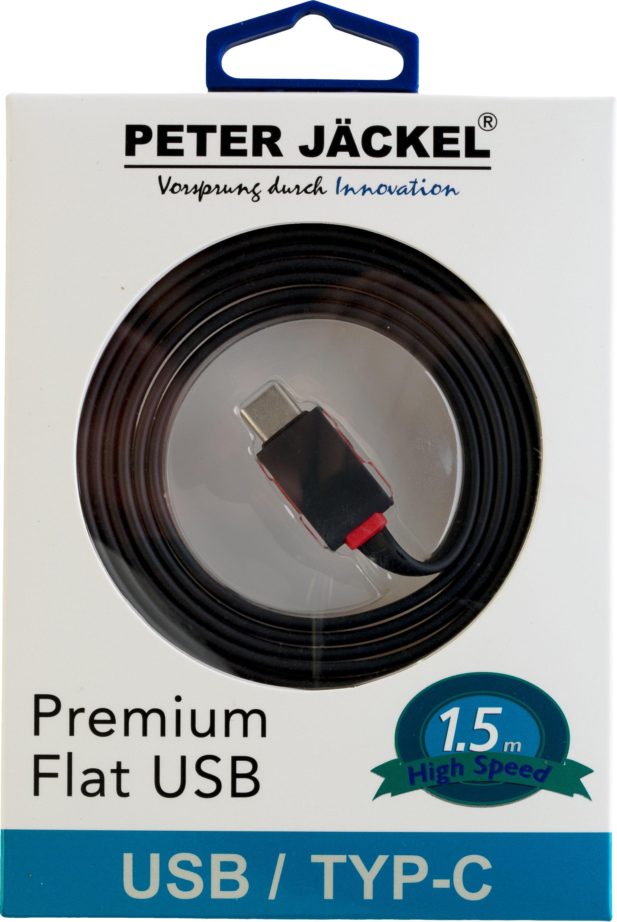 FLAT 1,5m USB Data Cable Black Typ-C USB mit Sync- und Ladefunktion