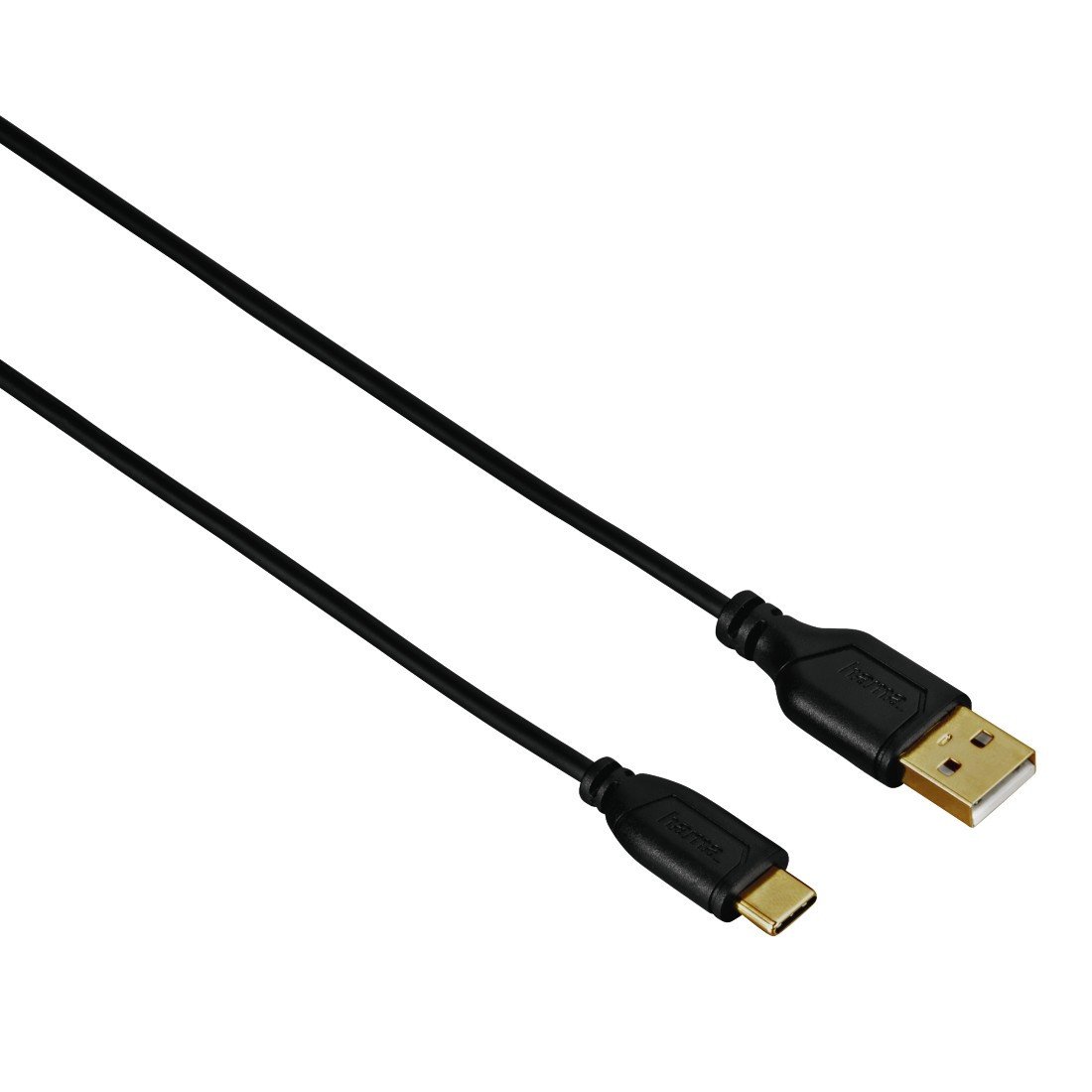 USB-C-Kabel "Flexi-Slim", vergoldet, verdrehsicher, Schwarz, 0,75 m (00135784)
