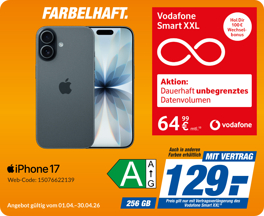 Apple iPhone 17 mit Smart XXL für 129€!