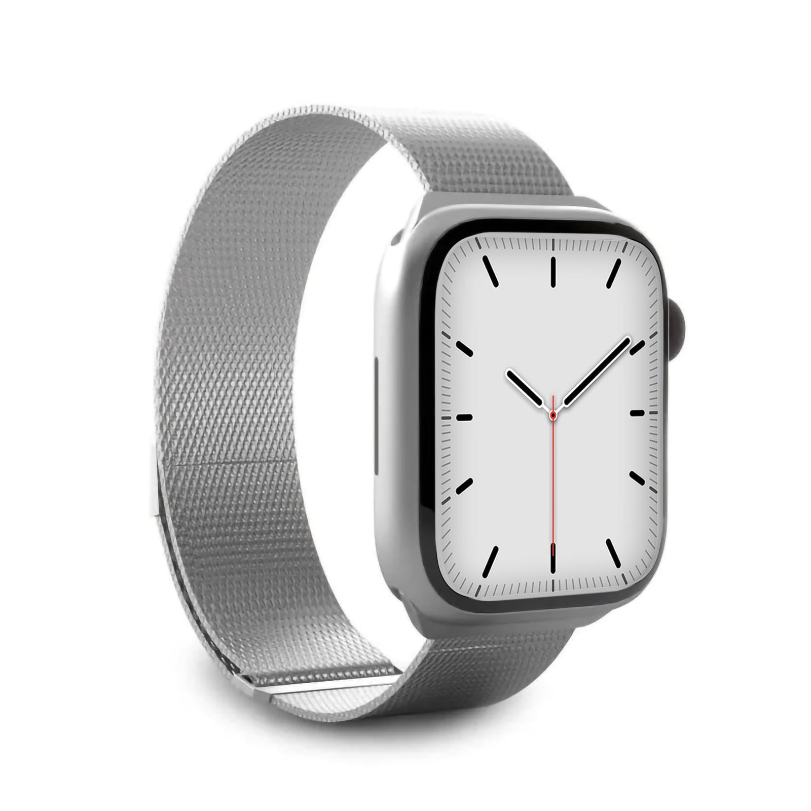 Uhrenarmband für Apple Watch 42/44/45 mm mit Magnetverschluss, Silber (CMAWATCHB44MS)