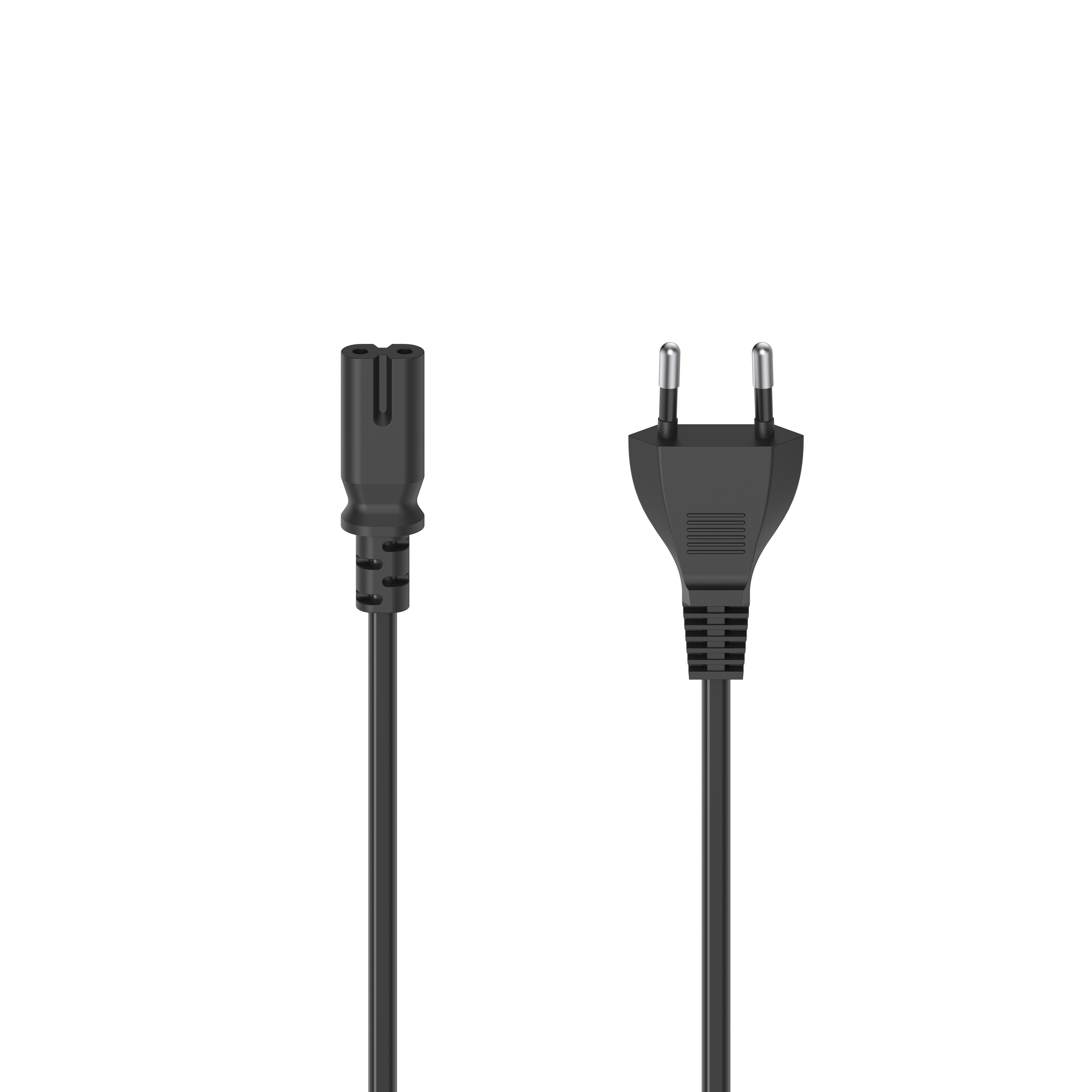 Netzkabel mit Eurostecker, 2-Pin-Stecker, Doppelnut/C7, 1,5 m, Schwarz