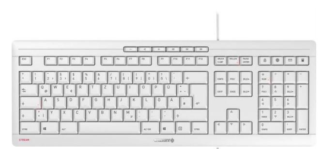 CHERRY STREAM KEYBOARD, Kabelgebundene Tastatur, hellgrau, USB (QWERTZ - DE)