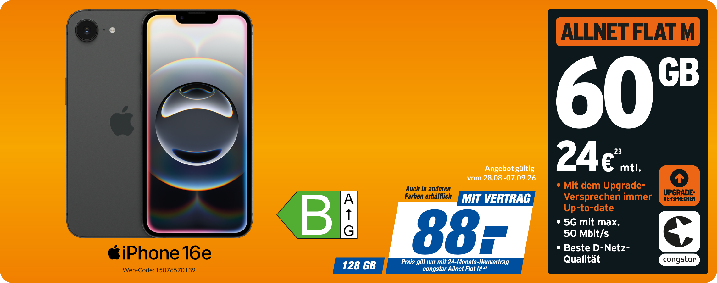 iPhone 16e mit Allnet Flat M für 88€!