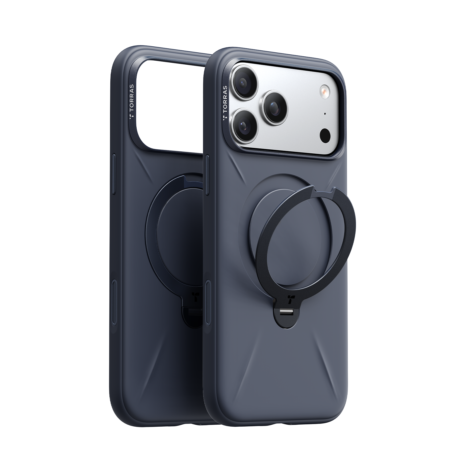 Silikon-Magnethülle mit 360° drehbarem Ständer für iPhone 17 Pro Max, Marineblau Handyhülle