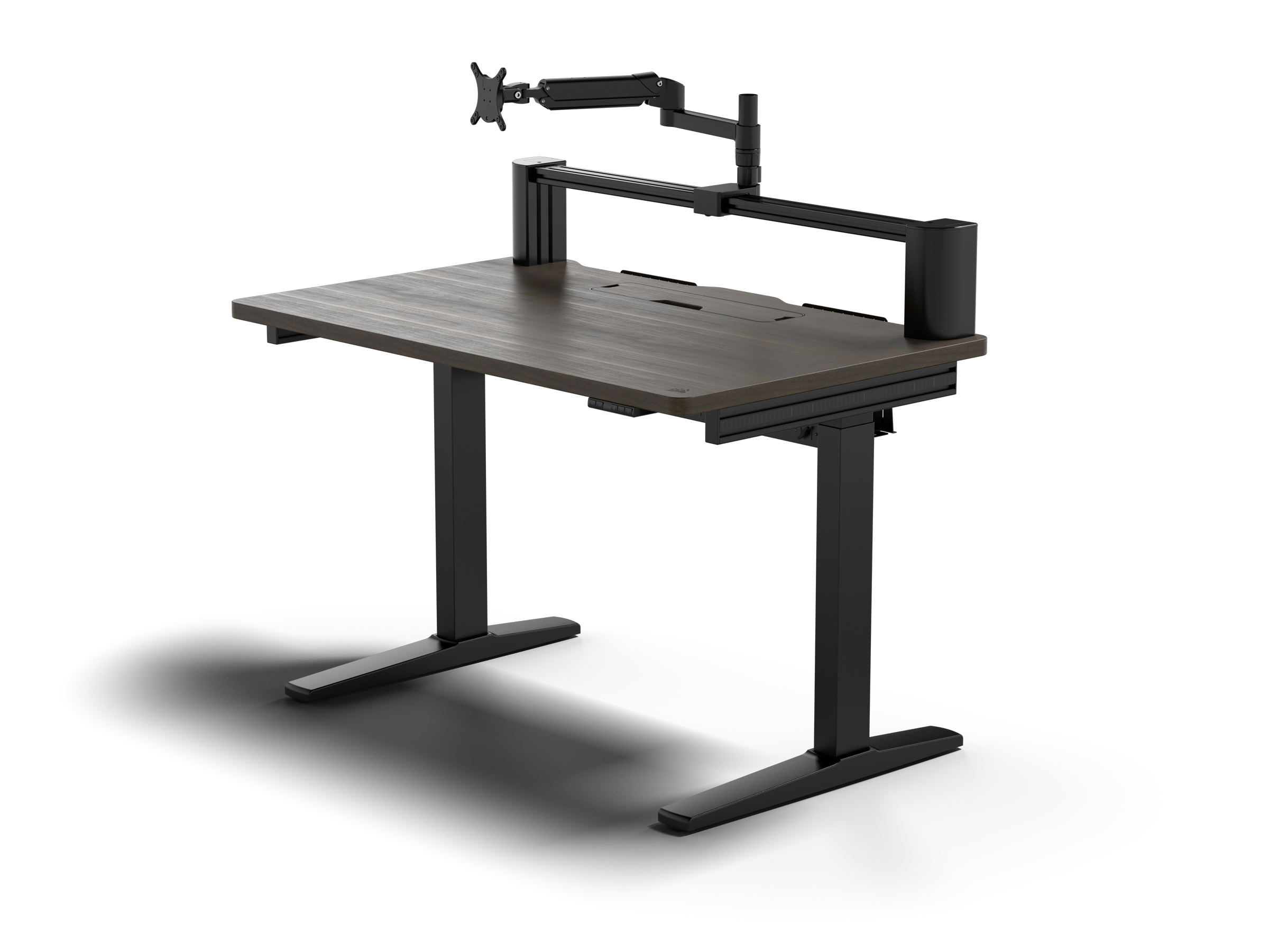 Platform:4 Elevate-Schreibtisch, Holz in dunkler Walnussbeizung