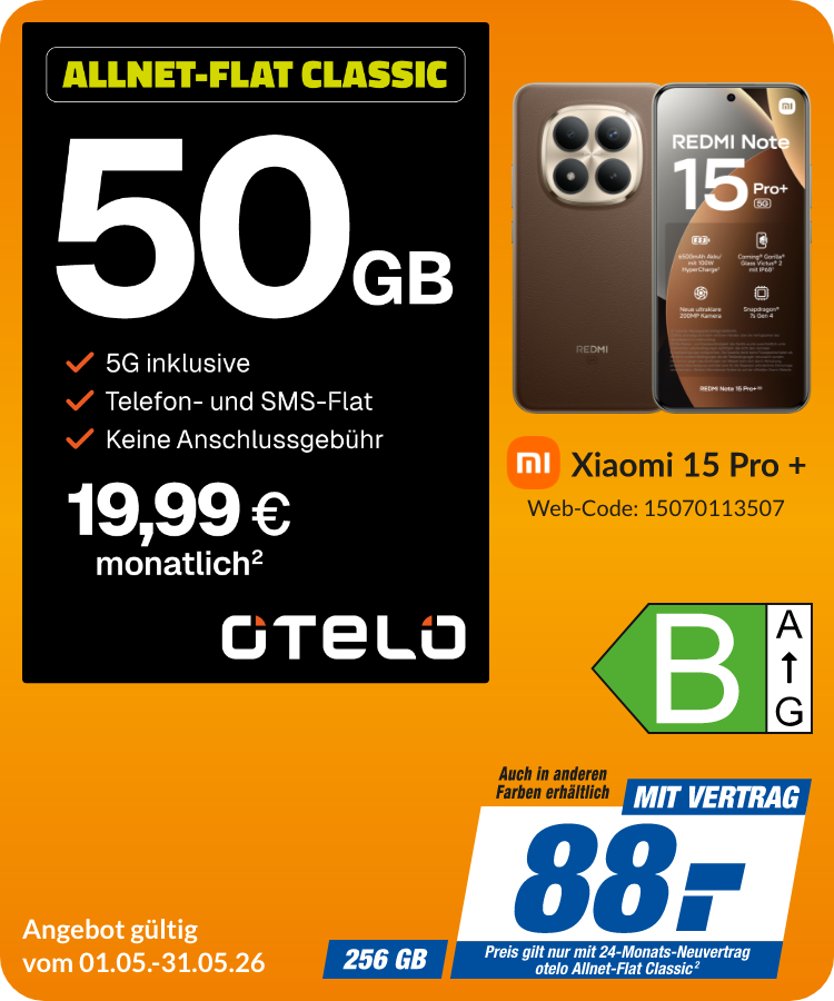 Note 15 Pro+ mit Allnet Flat Classic für 88€!