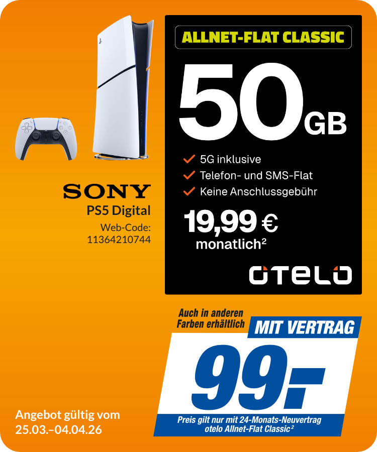 Sony PS5 Digital mit Allnet Flat Classic für 99€!