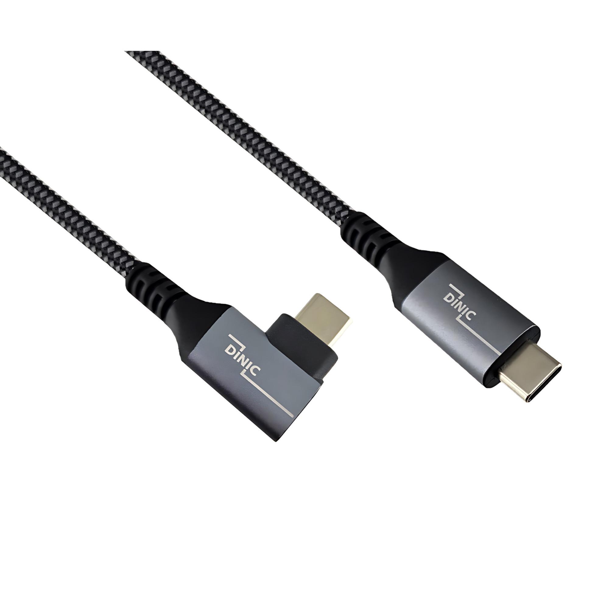 USB C 4.0 Daten u. Ladekabel, Typ C gerade auf 90° Winkel, schwarz, 0,5m