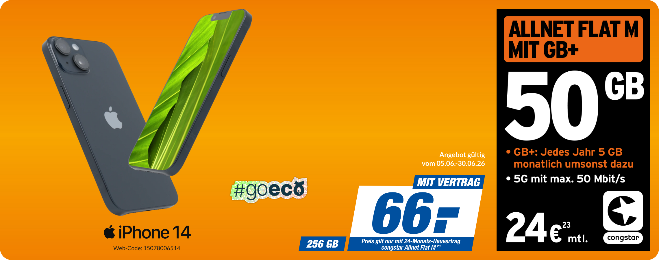iPhone 14 mit Allnet Flat M für 66€!