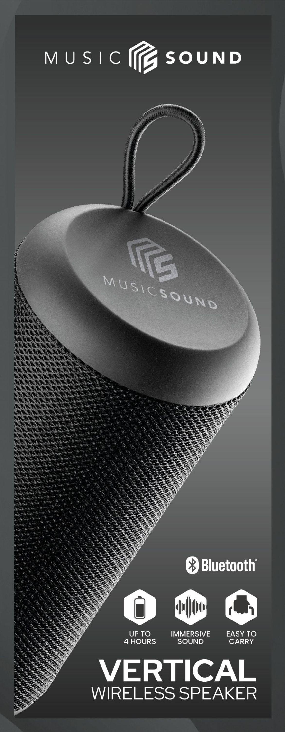 Music & Sound Bluetooth Vertical Speaker Black (61069) Bluetooth-Lautsprecher