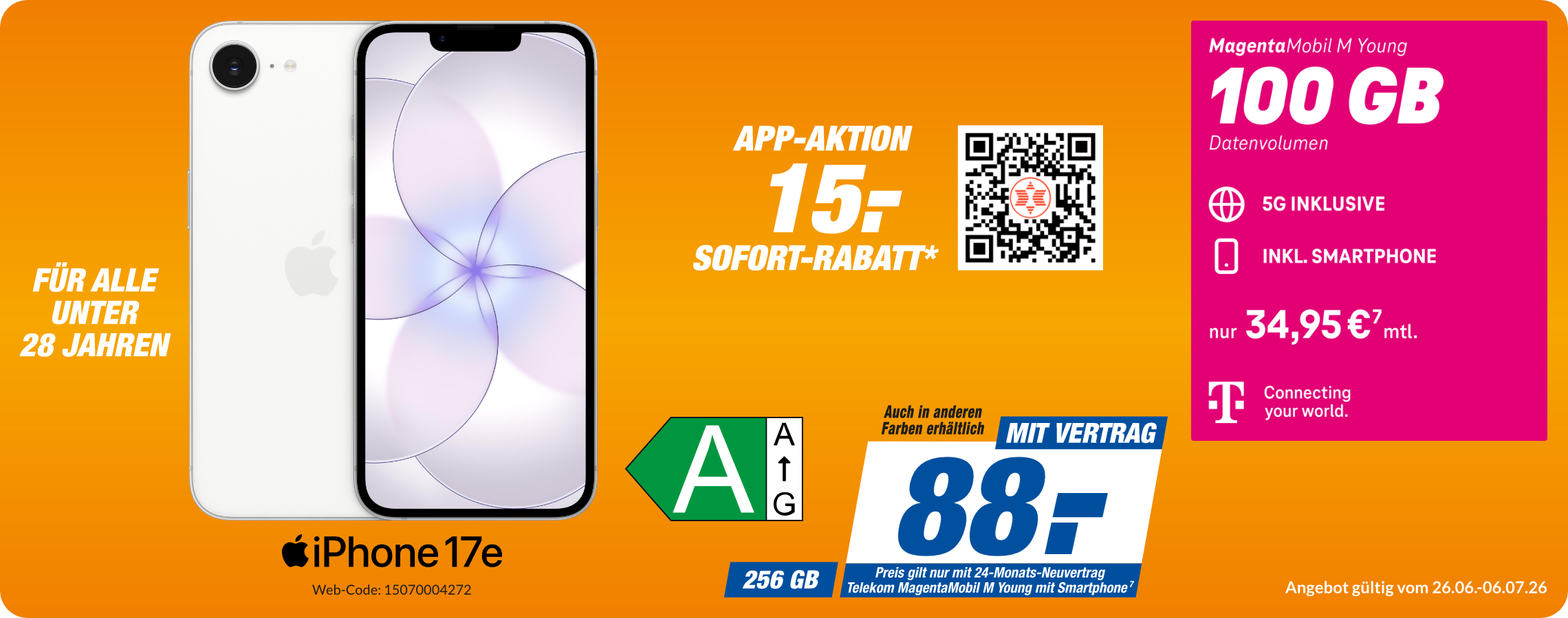 iPhone 17e mit Magenta Mobil M Young für 88€!
