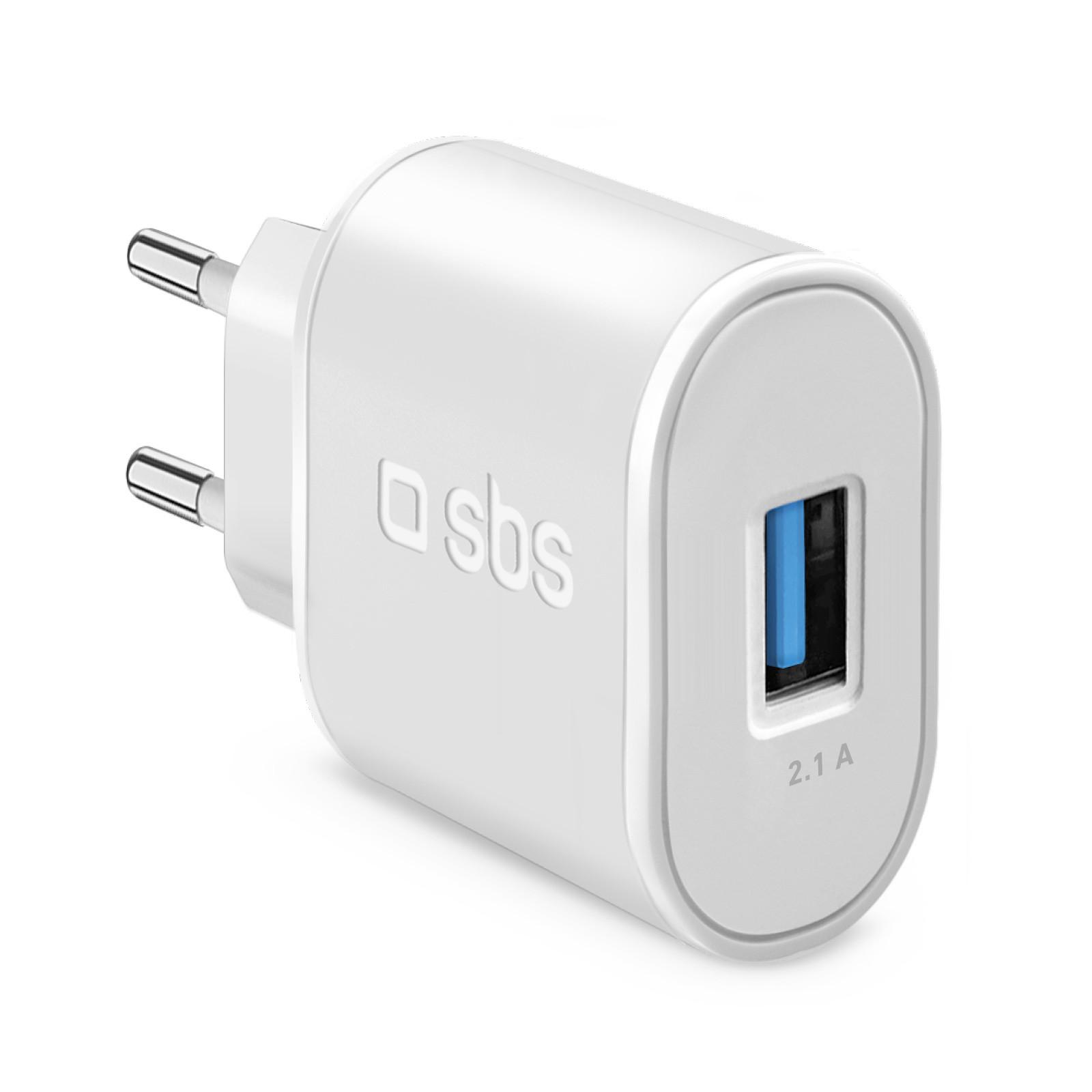 USB-Reiseladegerät mit 10 Watt, 2,1 A, USB-A, Weiß