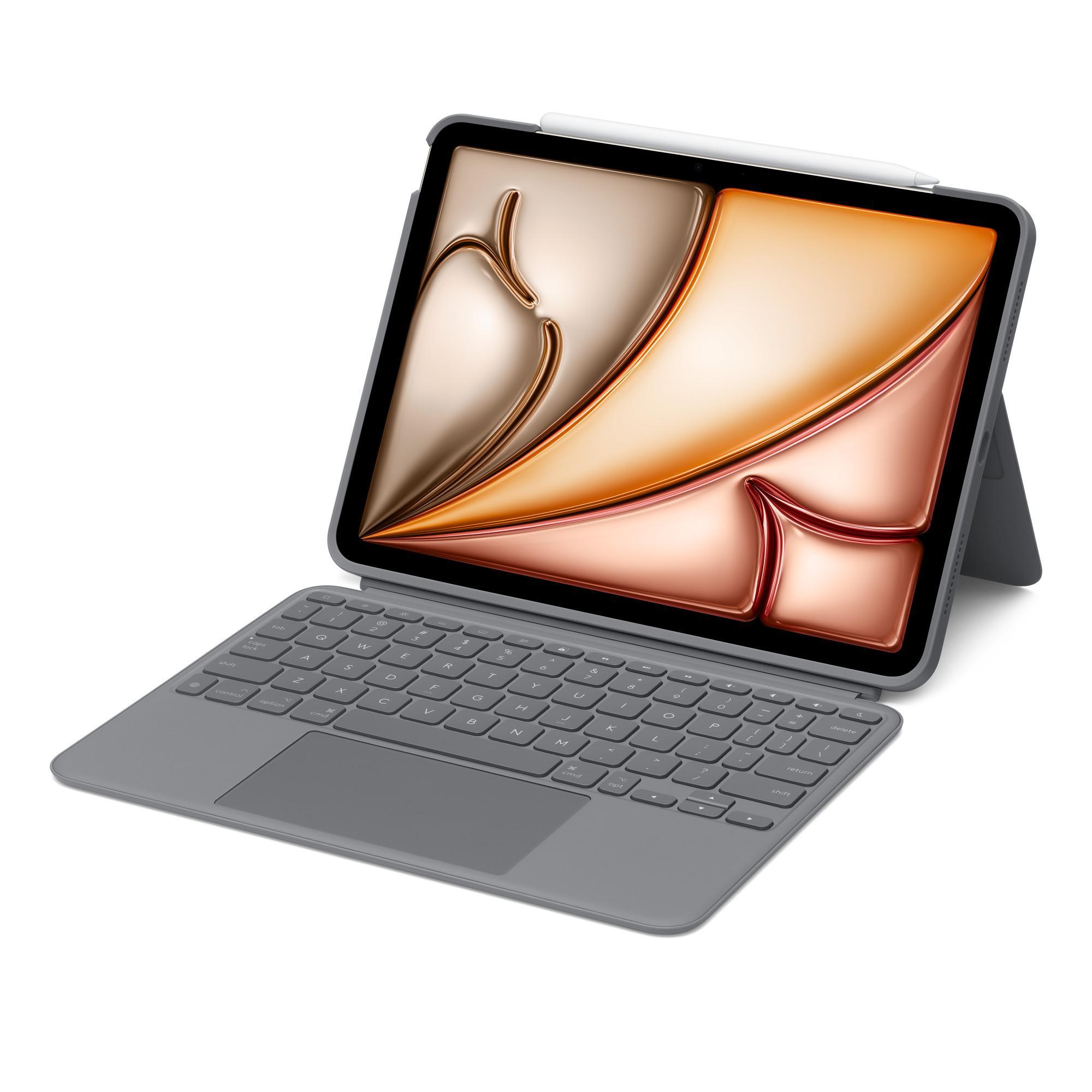 Logitech Combo Touch Keyboard Case für 11" iPad Air (M2), Grau Tablet-Tastatur mit Bookcover