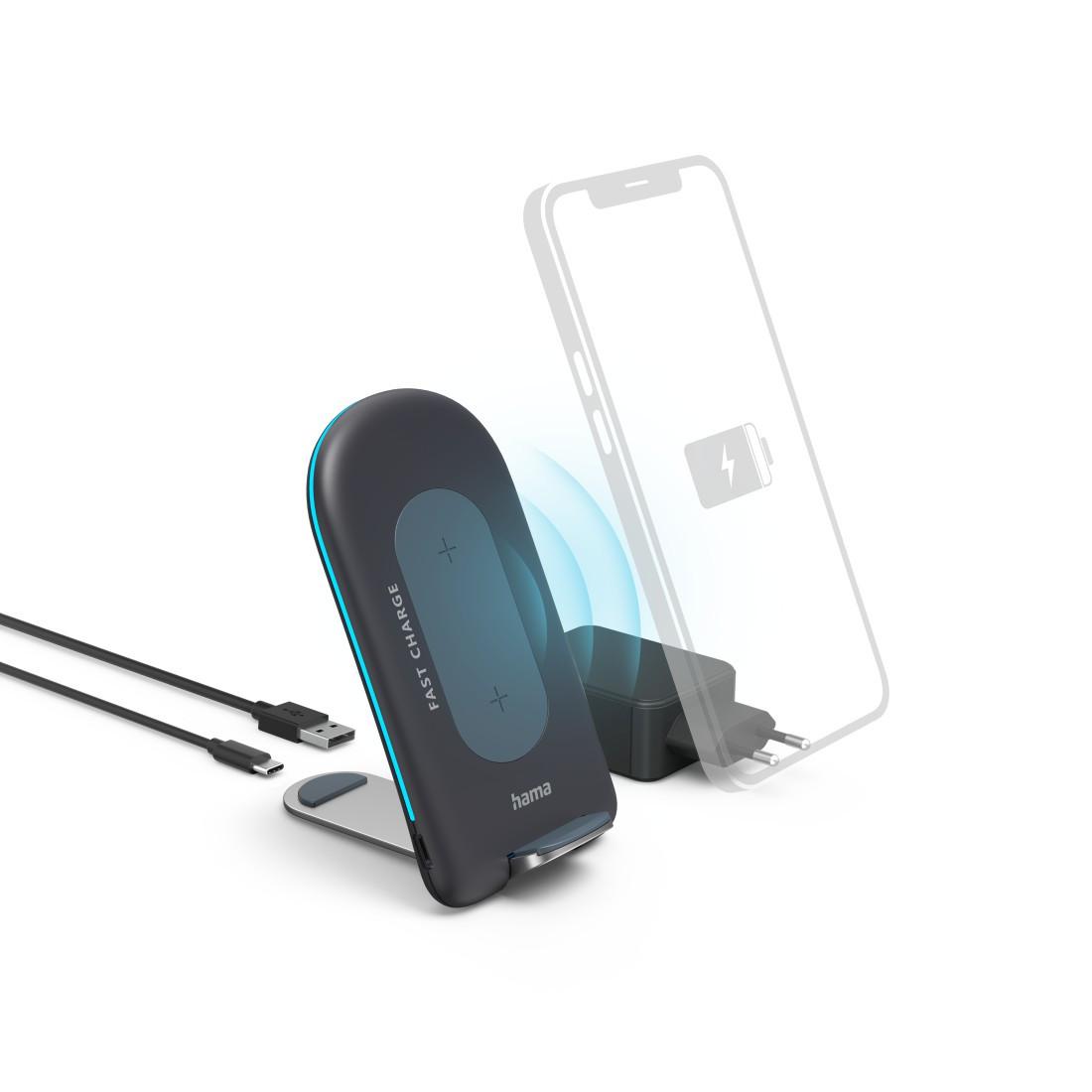 Wireless Charger Set "QI-FC15S" 15W, kabellose Smartphone-Ladestation, Grau (00201689)