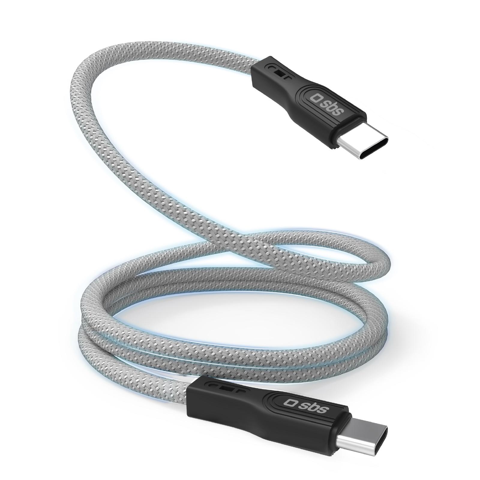 Magnetisches USB-C-auf-USB-C-Kabel, 1 Meter Schwarz, Silber