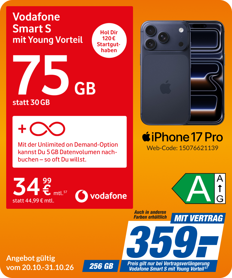 Apple iPhone 17 Pro mit Smart S Young für 359€!