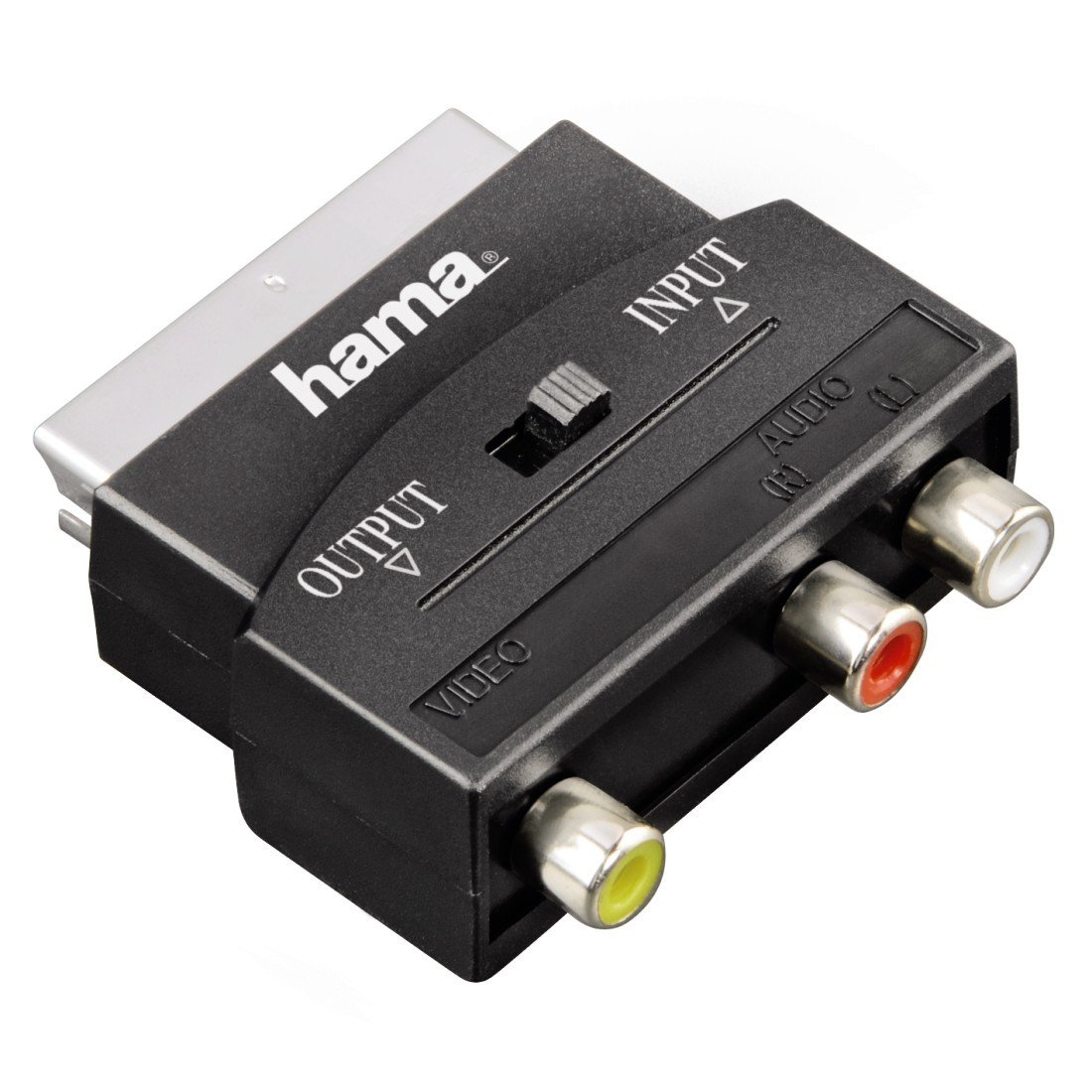 Video-Adapter, 3 Cinch-Kupplungen (1x Video/Audio L u. R) - Scart-Stecker (00122239)