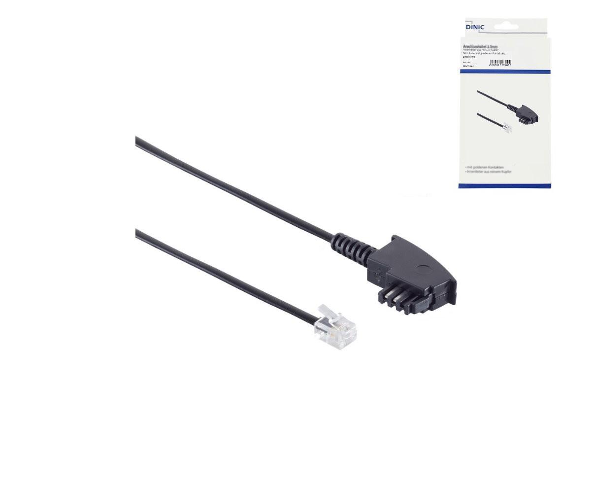 Telefonkabel TAE-F universal-Belegung, TAE-F Stecker auf Westernstecker 6P4C, 4-polig belegt
