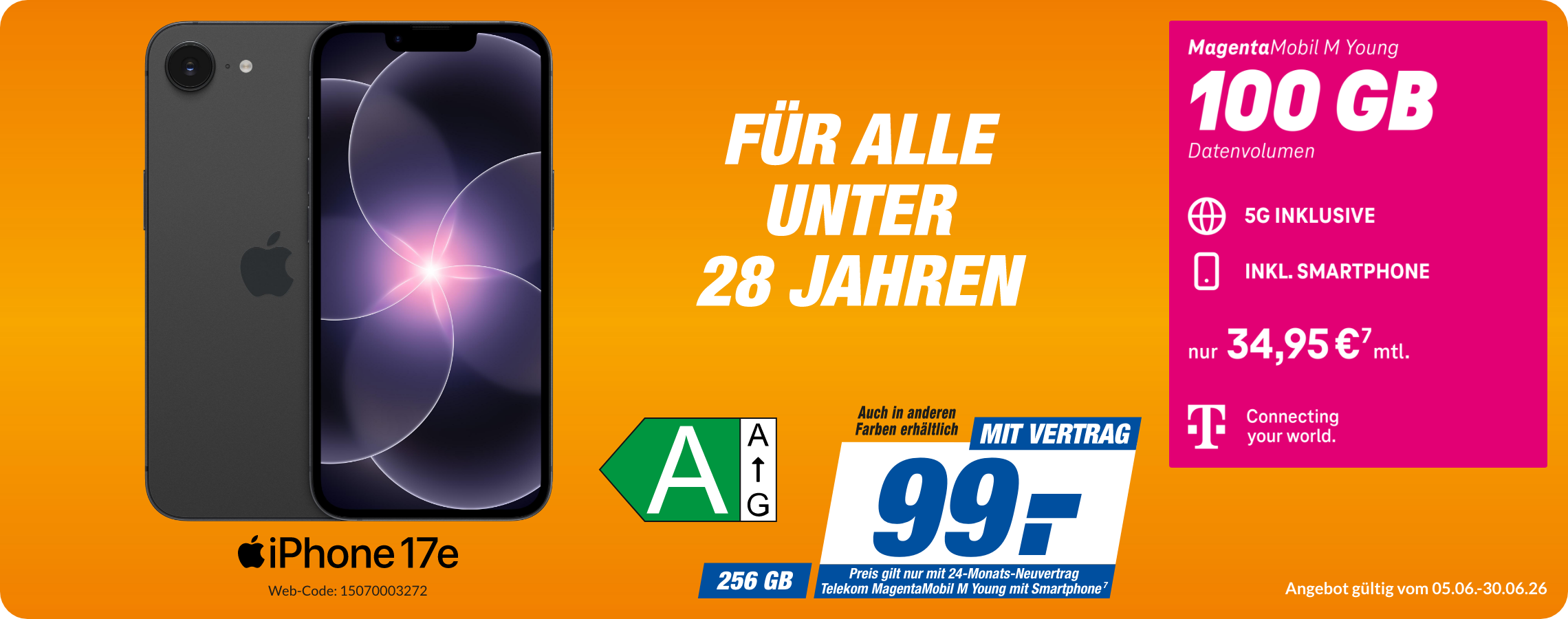 iPhone 17e mit Magenta Mobil M Young für 99€!