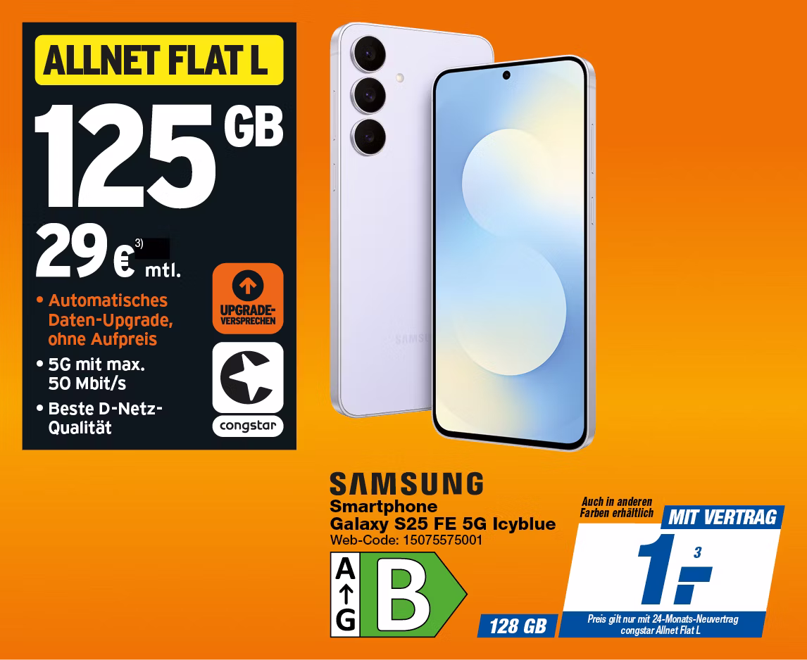 Samsung Galaxy S25 FE 5G Icyblue mit Congstar Allnet Flat L