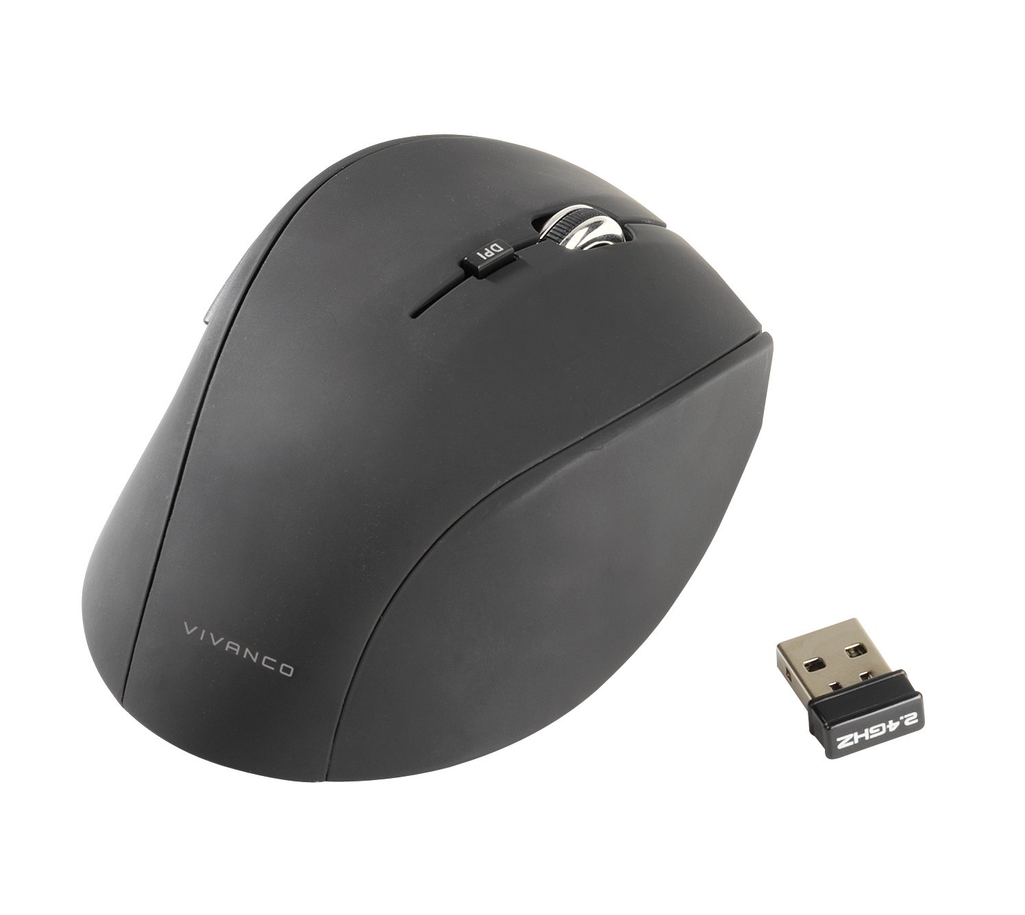 USB Wireless Mouse 1600 dpi, Silent Klick, 5 Tasten, schwarz (36640)
