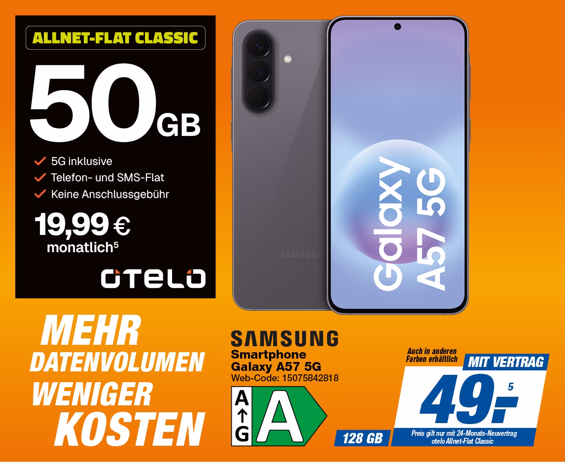 Samsung Galaxy A57 mit Otelo Allnet Flat Classic