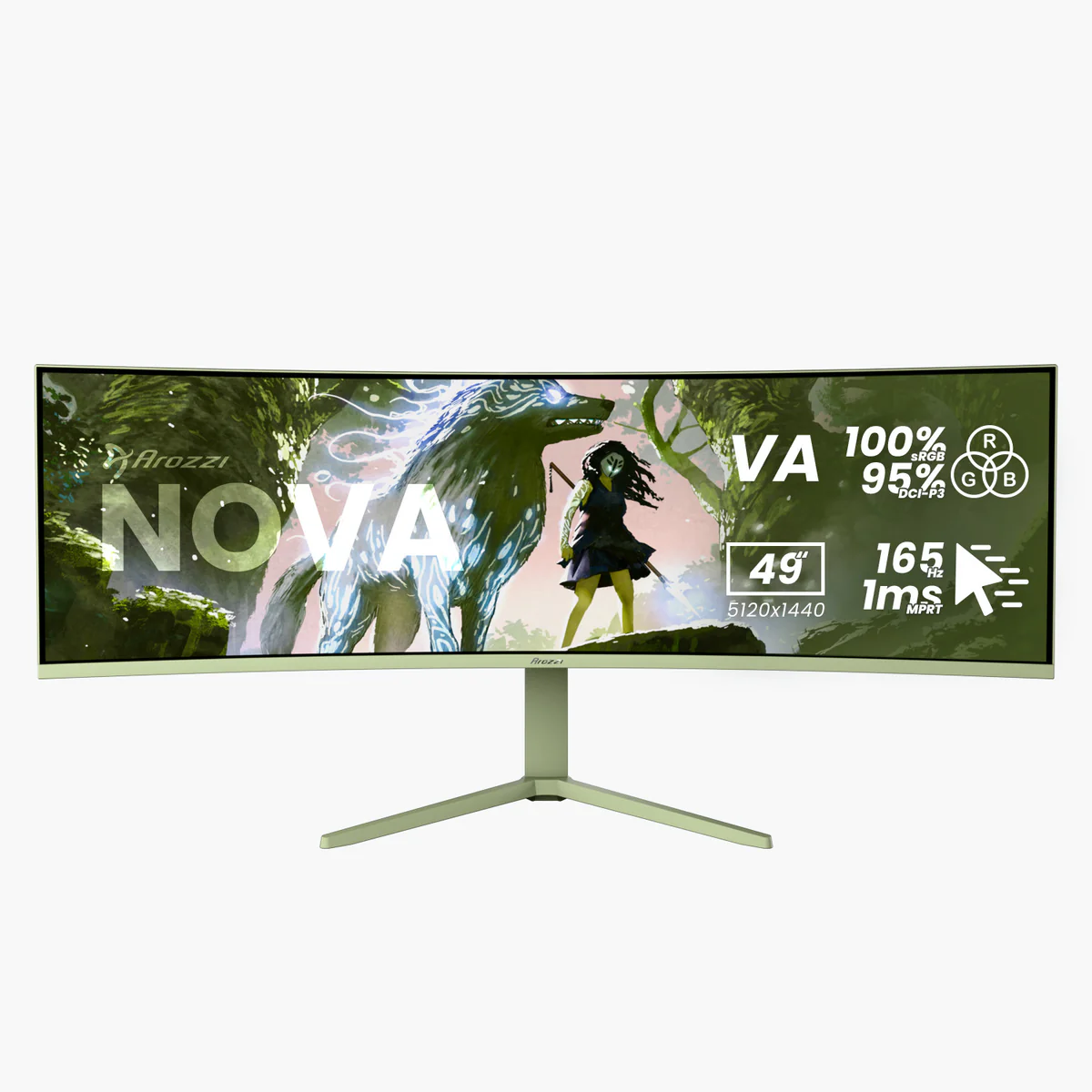 Nova, Grün, 49 Zoll, Curved, UWQHD, VA, 165 Hz, 1 ms